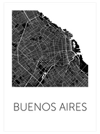 Buenos Aires Siyah Harita - Art Print