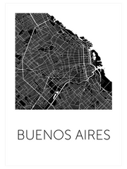 Buenos Aires Siyah Harita - Fine Art Poster