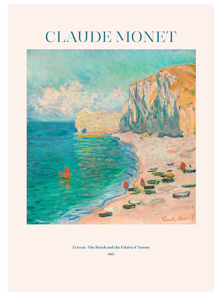 Claude Monet Étretat, the Beach and the Falaise d'Amont - Art Print