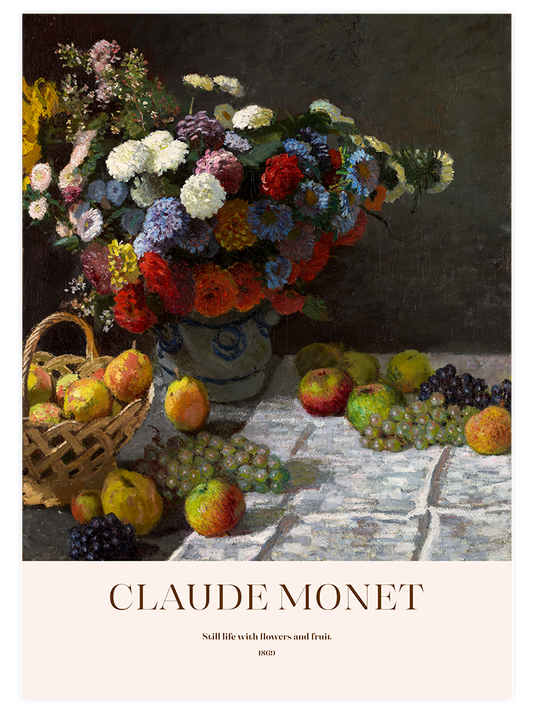 Claude Monet Still Life With Flowers And Fruit - Fine Art Poster