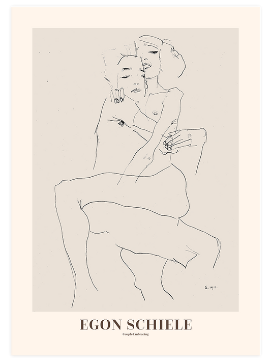 Egon Schiele Couple Embracing Poster - Giclée Baskı