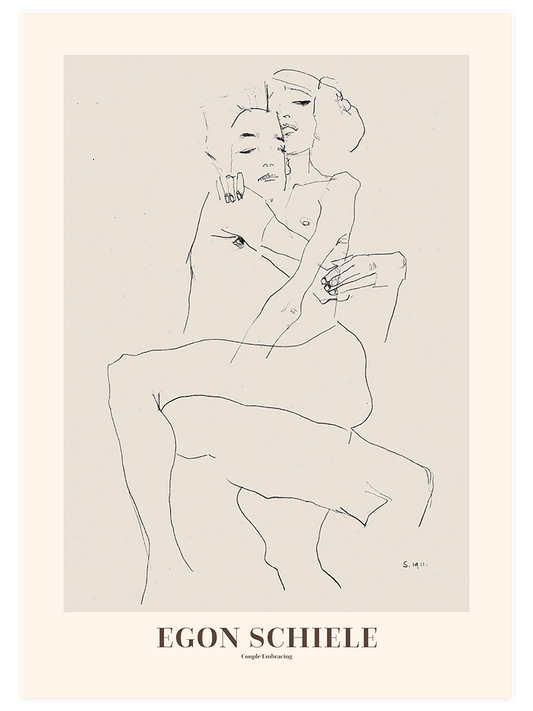 Egon Schiele Couple Embracing - Fine Art Poster