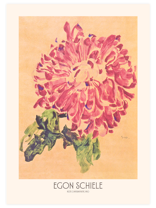 Egon Schiele Red Chrysanthemum - Art Print