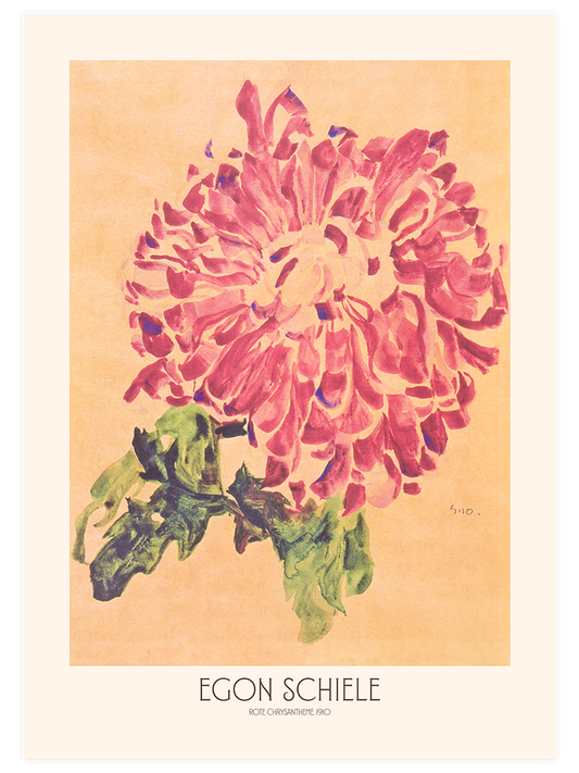 Egon Schiele Red Chrysanthemum - Fine Art Poster
