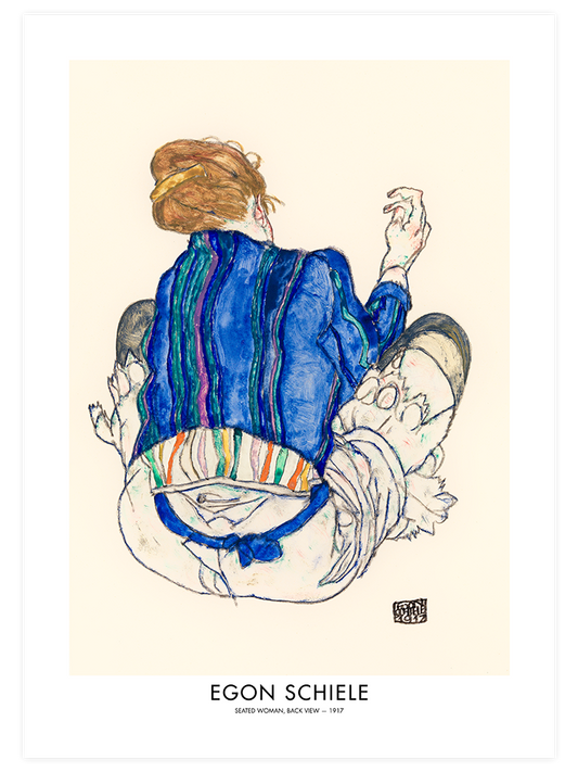 Egon Schiele Seated Woman Back View - Art Print