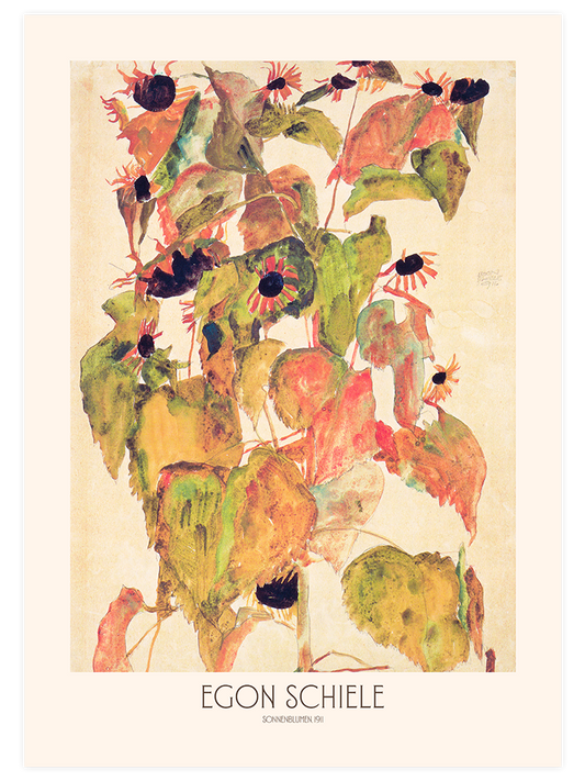 Egon Schiele Sunflowers - Art Print