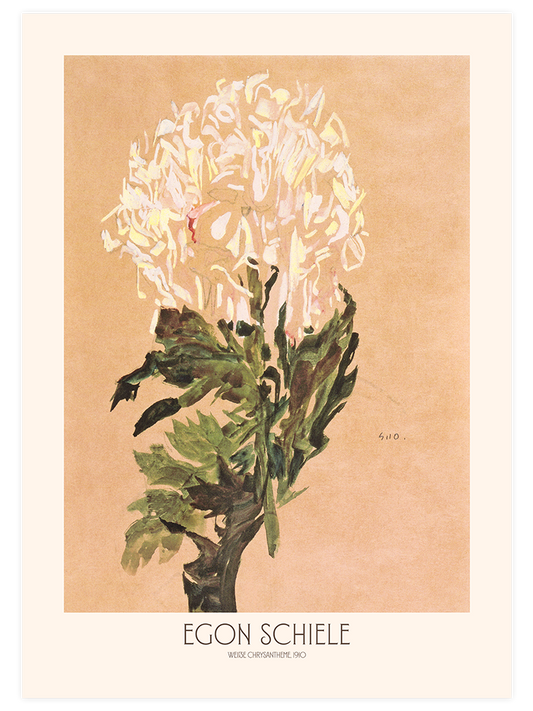Egon Schiele White Chrysanthemum - Art Print
