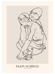 Egon Schiele Woman And Girl Embracing Poster - Giclée Baskı