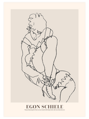 Egon Schiele Woman Buttoning Her Shoes - Fine Art Poster