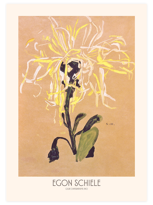 Egon Schiele Yellow Chrysanthemum - Art Print