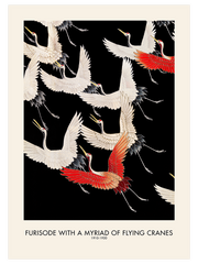 Furisode With A Myriad Of Flying Cranes - Fine Art Poster
