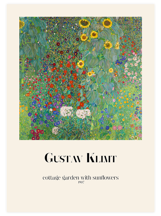 Gustav Klimt Cottage Garden With Sunflowers - Fine Art Poster