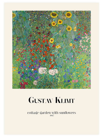 Klimt Cottage Garden With Sunflowers - Art Print