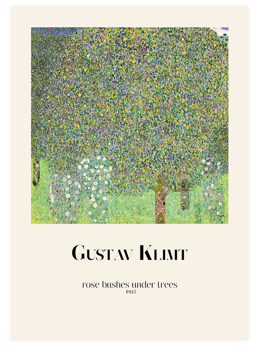 Gustav Klimt Rose Bushes Under Trees - Fine Art Poster