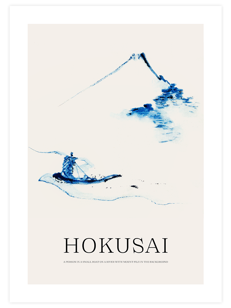 Hokusai A Person In A Small Boat - Art Print