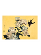 Hokusai Hydrangea And Swallow N2 - Art Print