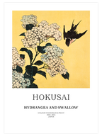 Hokusai Hydrangea And Swallow - Art Print