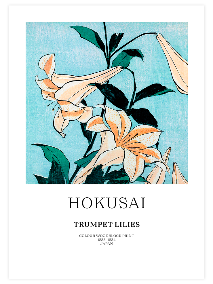 Hokusai Trumpet Lilies - Art Print Ürün ana görseli