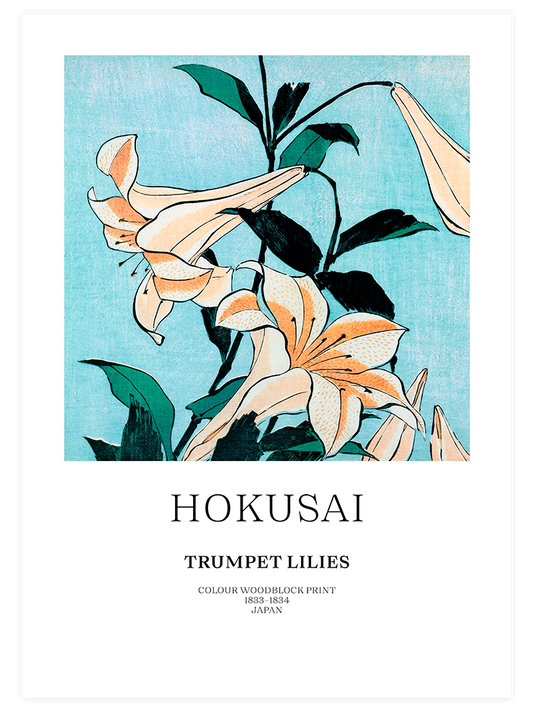 Hokusai Trumpet Lilies - Fine Art Poster