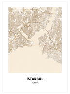 İstanbul Haritası Bej - Art Print
