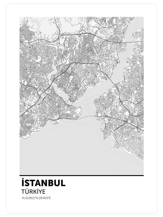 İstanbul Haritası Poster - Giclée Baskı