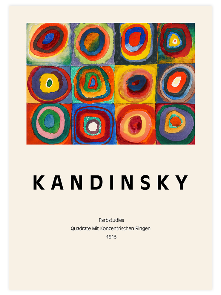 Kandinsky Squares With Concentric Circles - Art Print