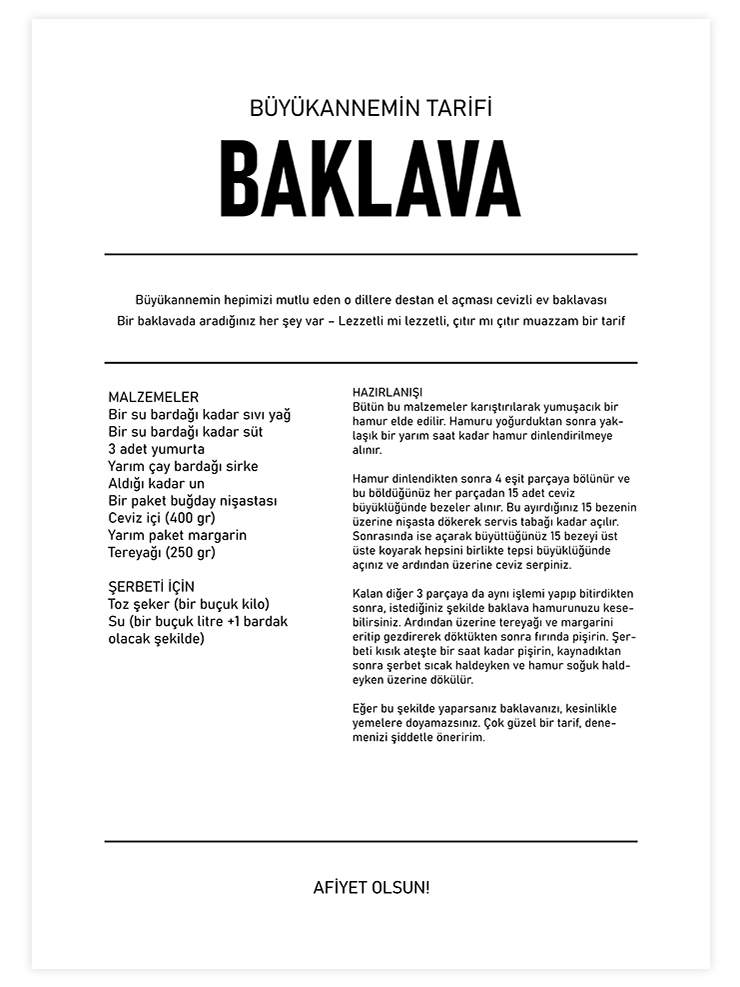 Lezzetli Tarifiniz Kişiye Özel - Art Print Ürün ana görseli