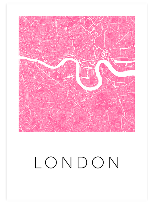 Londra Pembe Hari̇ta - Art Print