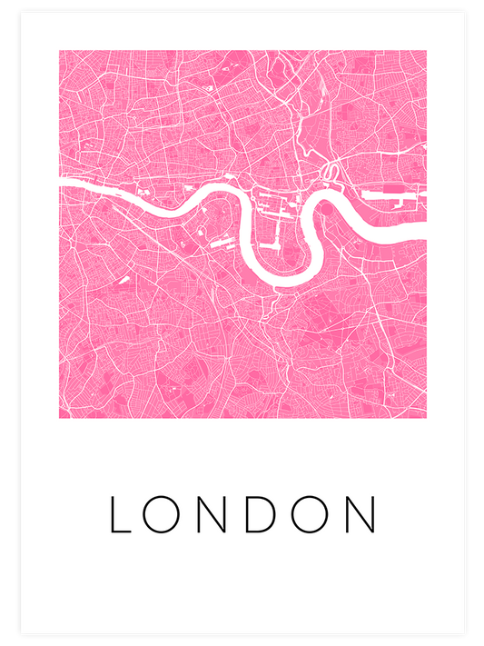 Londra Pembe Hari̇ta Poster - Giclée Baskı