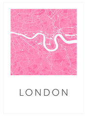 Londra Pembe Hari̇ta Poster - Giclée Baskı