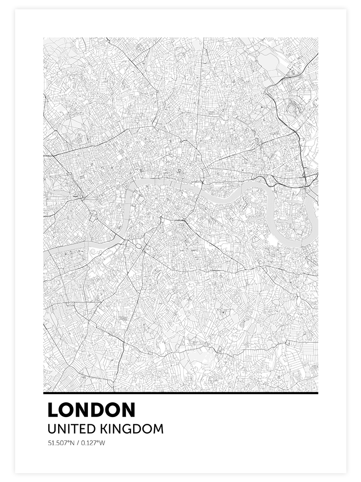Londra Haritası - Art Print