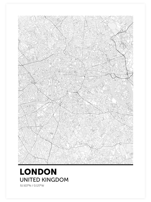 Londra Haritası Poster - Giclée Baskı