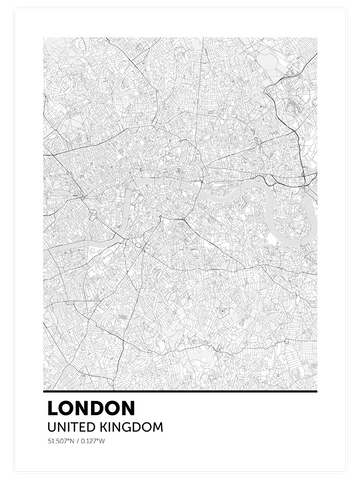 Londra Haritası - Art Print