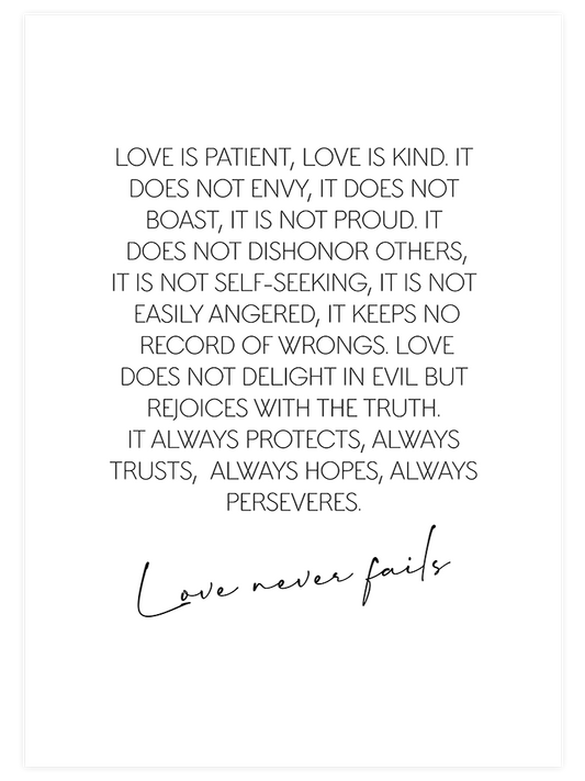 Love Never Fails Poster - Giclée Baskı