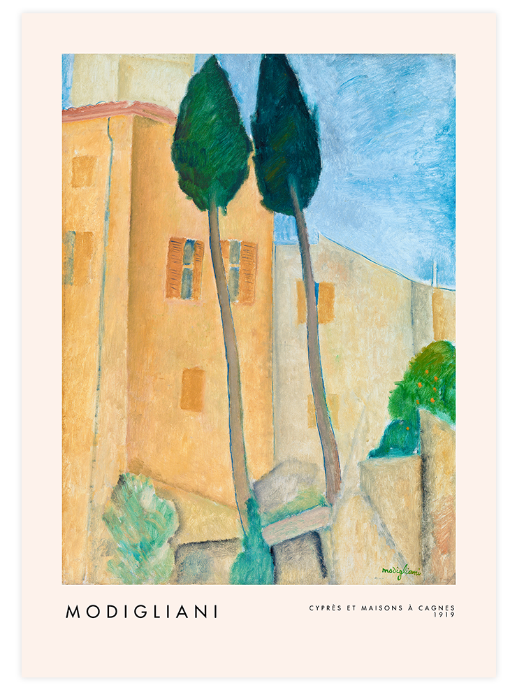 Modigliani Cypresses And Houses - Art Print