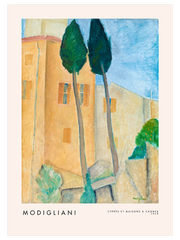 Modigliani Cypresses And Houses At Cagnes  - Fine Art Poster