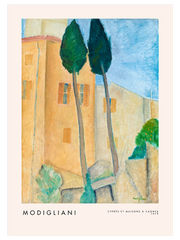 Modigliani Cypresses And Houses At Cagnes  Poster - Giclée Baskı