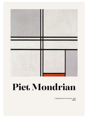 Mondrian Composition No.1 Gray Red - Fine Art Poster