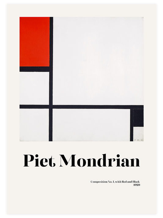 Mondrian Composition No.1 With Red And Black - Fine Art Poster