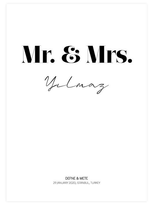 Mr & Mrs -  Kişiye Özel Fine Art Poster