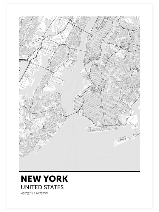 New York Haritası Poster - Giclée Baskı