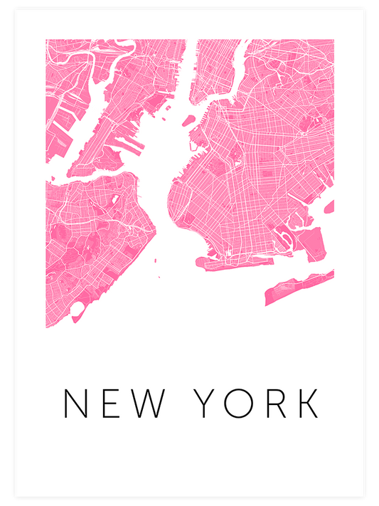 New York Pembe Hari̇ta Poster - Giclée Baskı