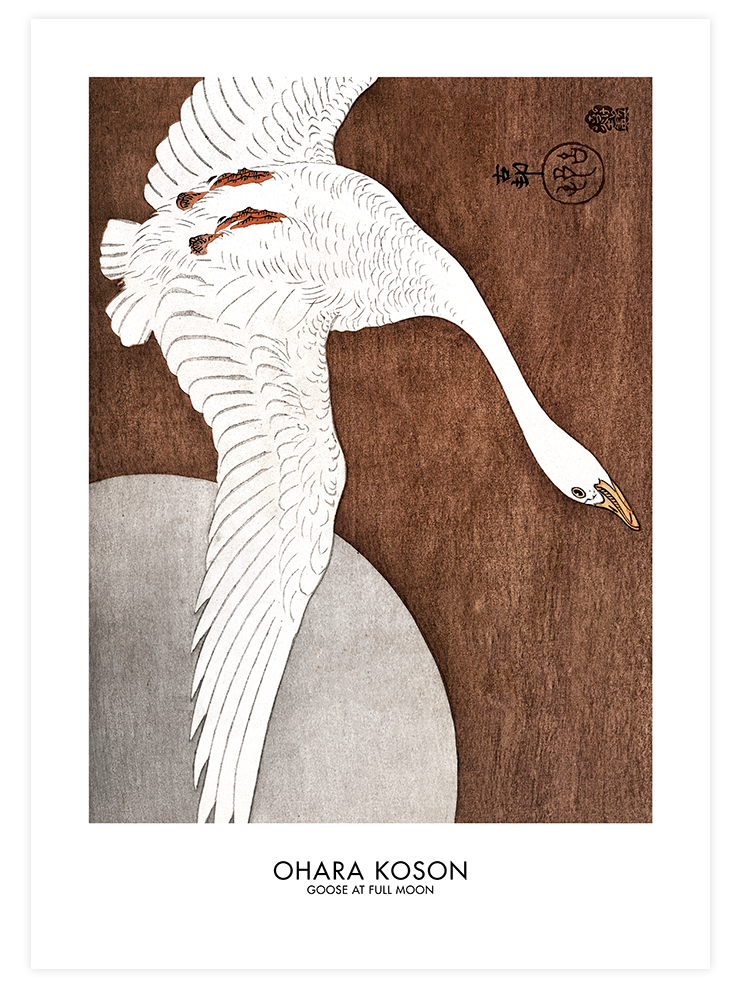 Ohara Koson Goose At Full Moon - Art Print
