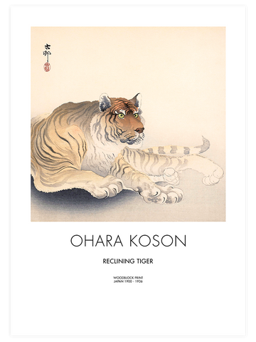 Ohara Koson Reclining Tiger - Art Print