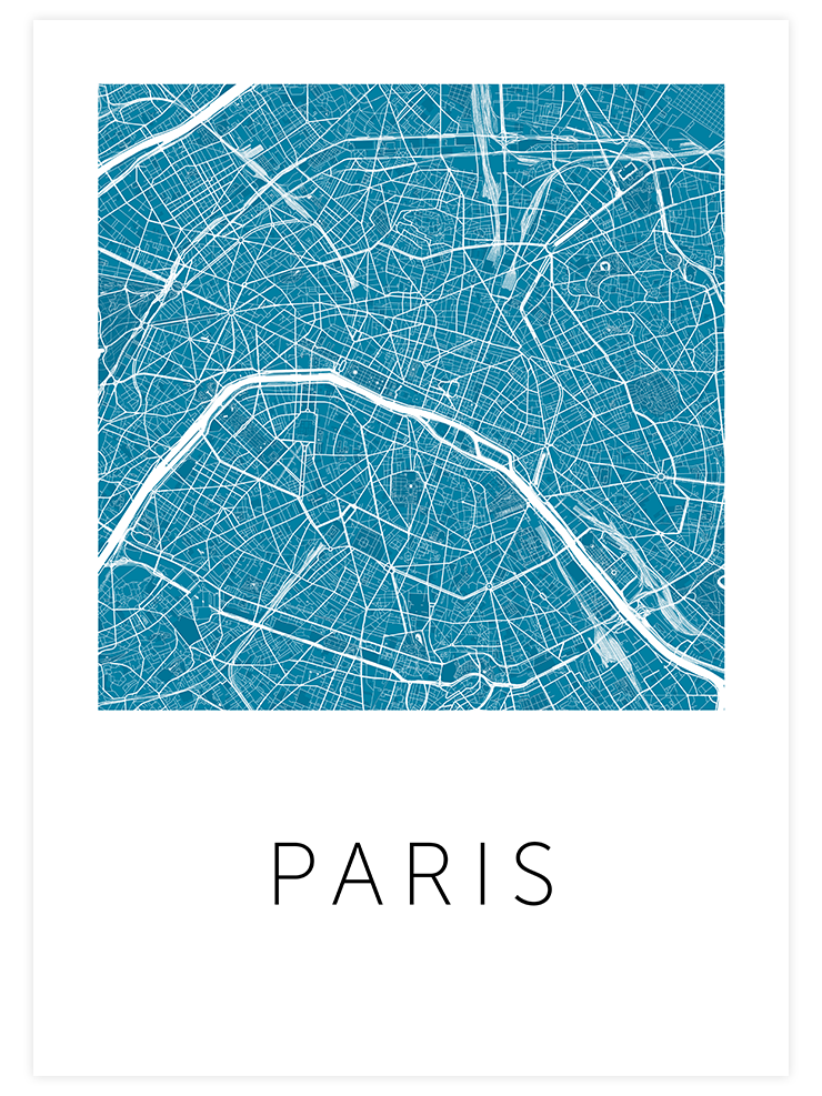 Pari̇s Mavi̇ Hari̇ta - Art Print Ürün ana görseli