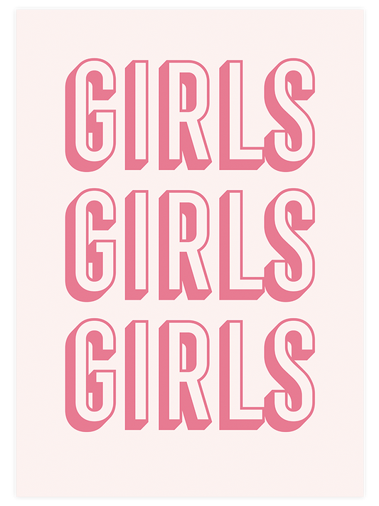 Pink Girls Poster - Giclée Baskı