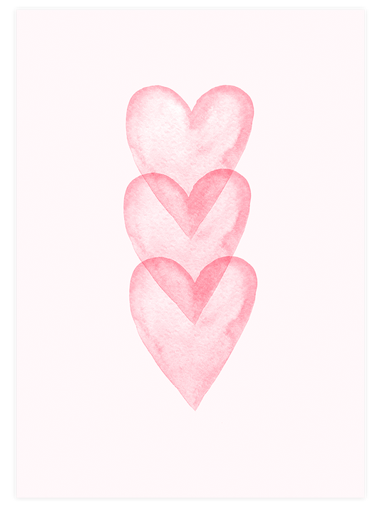 Pink Hearts Poster - Giclée Baskı