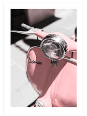 Pink Vespa Poster - Giclée Baskı
