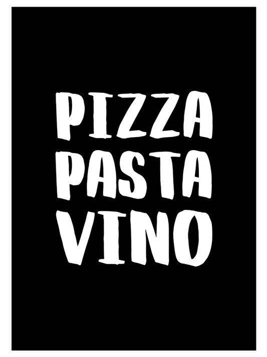 Pizza Pasta Vino Poster - Giclée Baskı