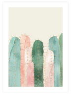 Rengarenk Kaktüsler - Art Print